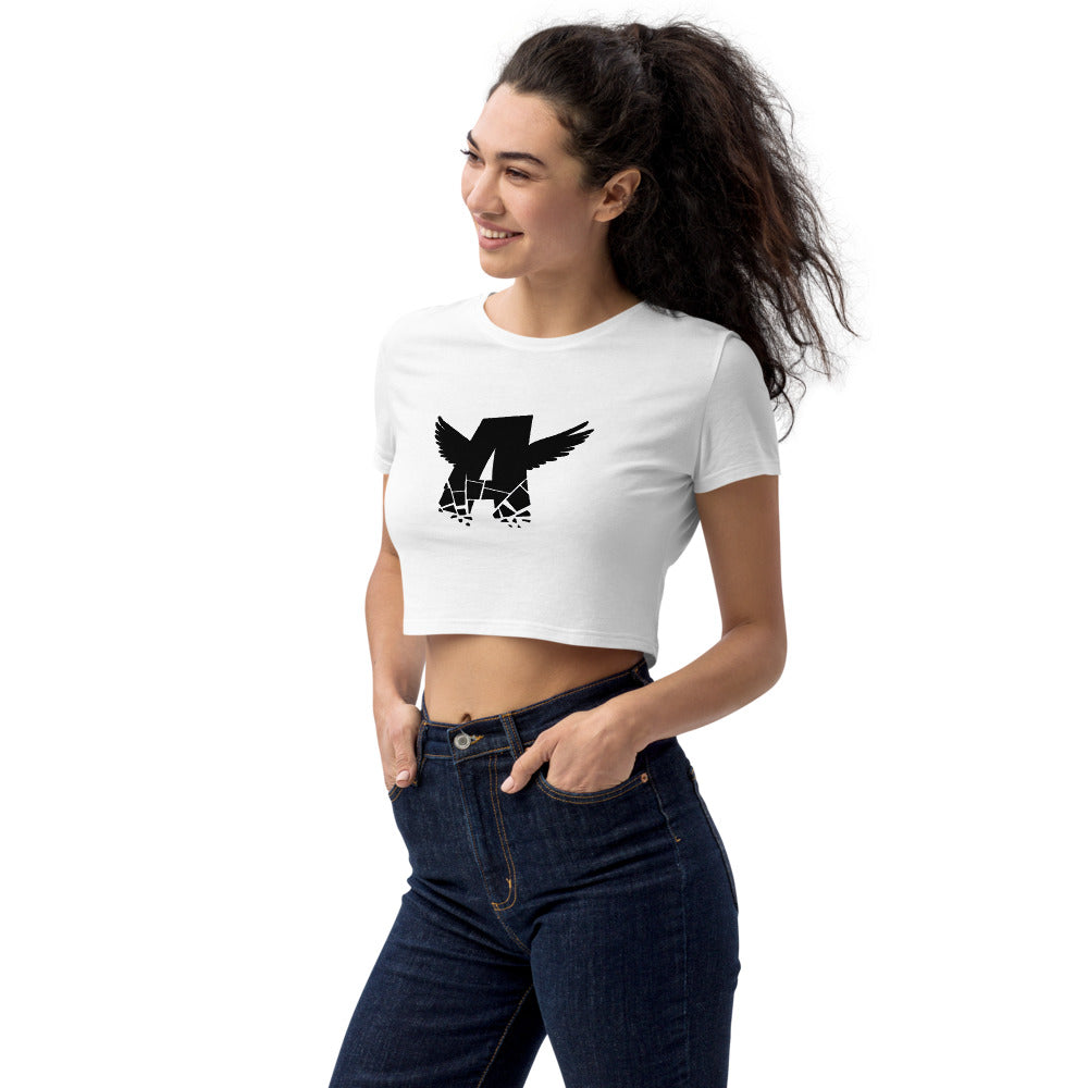 Women Organic Crop Top | BLACK LOGO