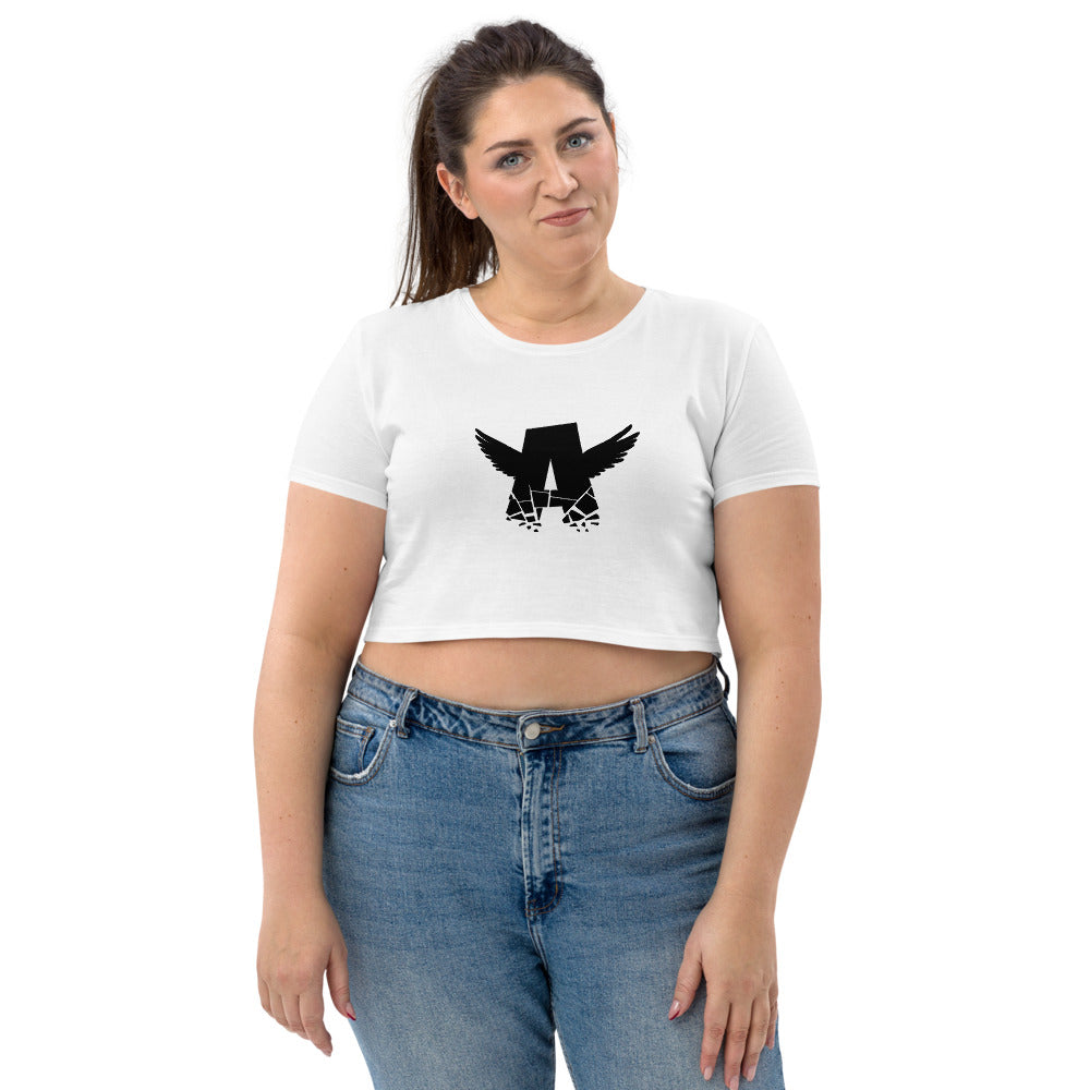 Women Organic Crop Top | BLACK LOGO